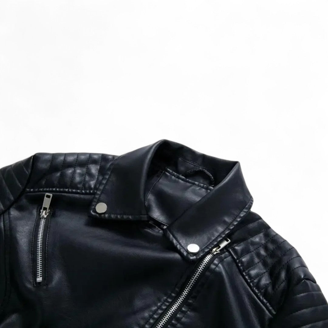 Aurélie | Veste Biker Courte en Similicuir Matelassé