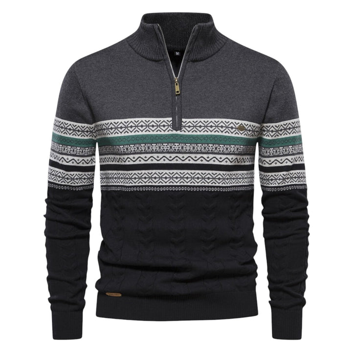 Lachlan | Pull en maille scandinave avec demi-zip et col montant