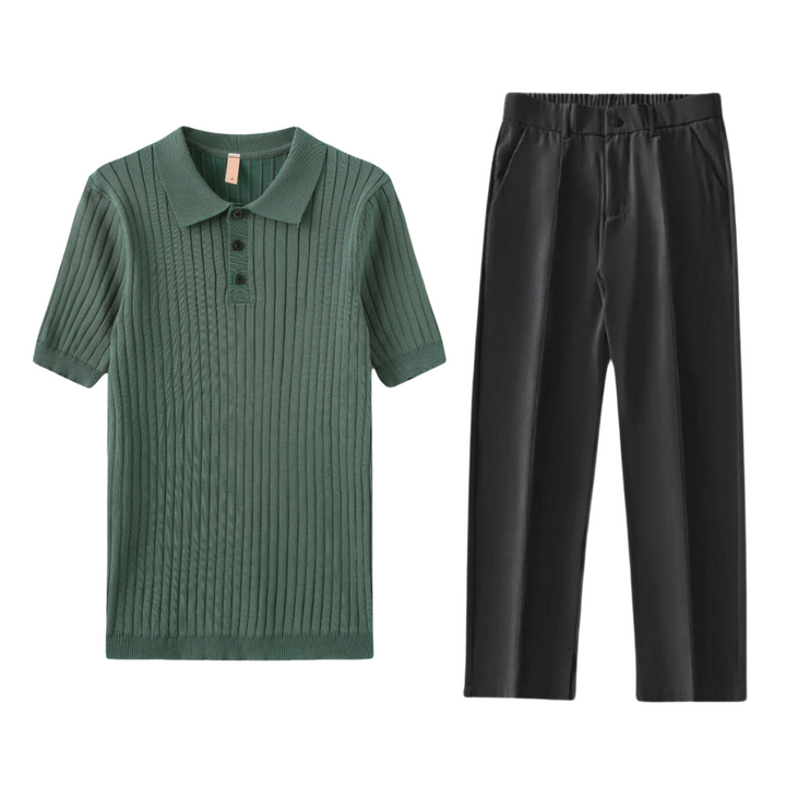 Mason | Ensemble polo en tricot côtelé avec pantalon fuselé