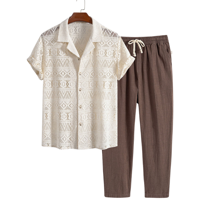 Eli | Chemise en crochet et pantalon à cordon décontracté