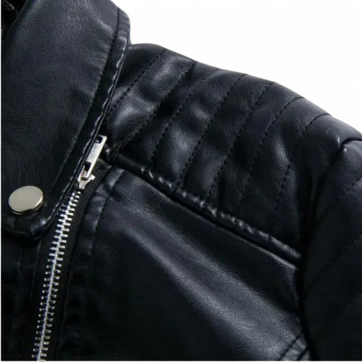 Aurélie | Veste Biker Courte en Similicuir Matelassé