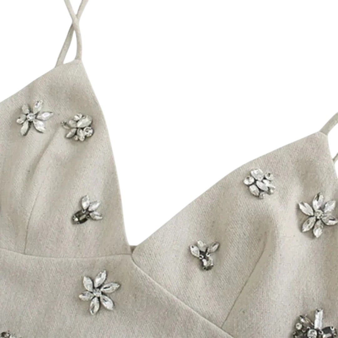 Juliette | Robe Courte Ornée à Bretelles Fines