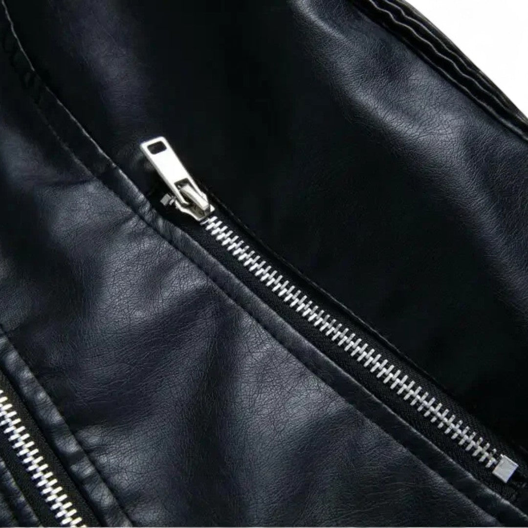 Aurélie | Veste Biker Courte en Similicuir Matelassé