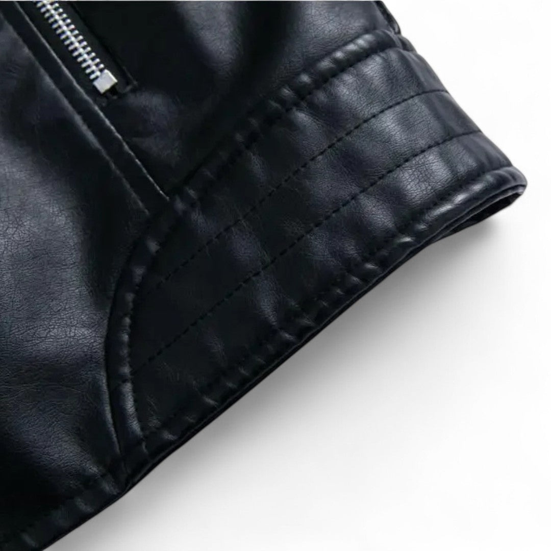 Aurélie | Veste Biker Courte en Similicuir Matelassé