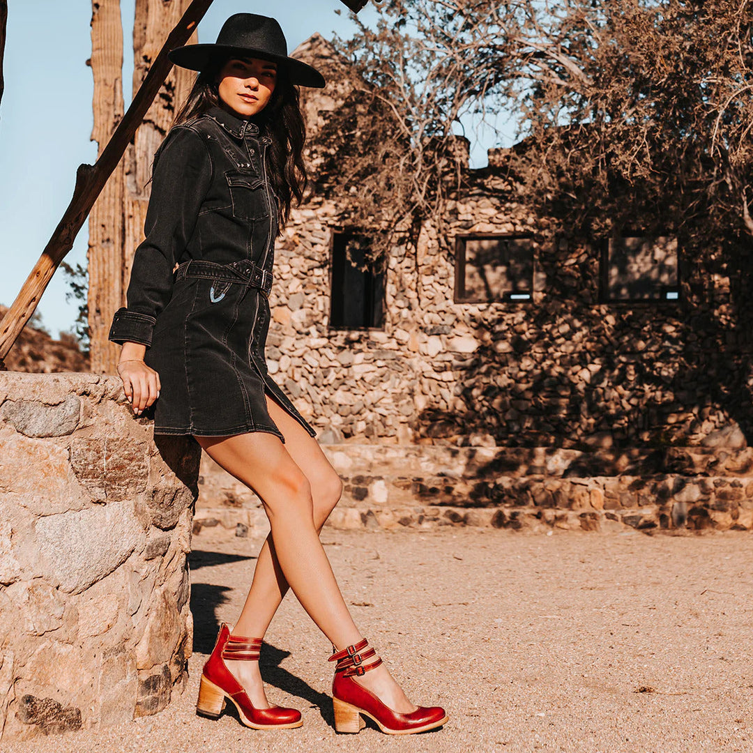 Élodie | Escarpins à Talons Bloc avec Brides Cheville Triples