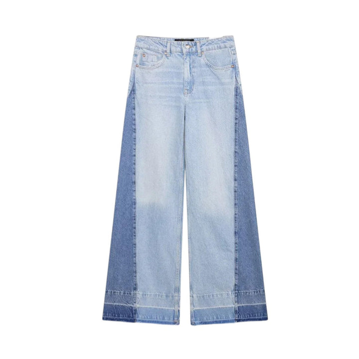 Jeans en denim à jambes larges deux tons Amber