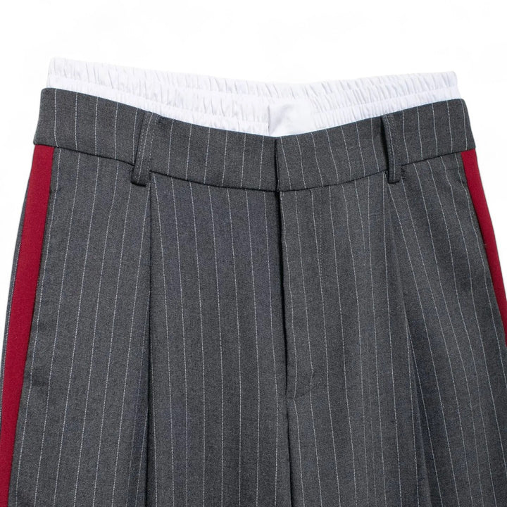 Camille | Pantalon à rayures coupe ample avec taille contrastée