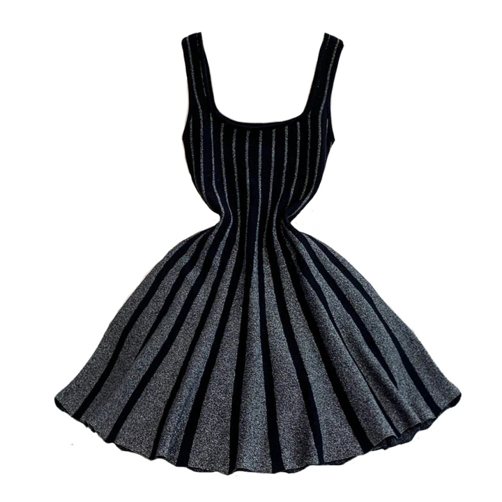 Solène | Robe évasée à rayures texturées