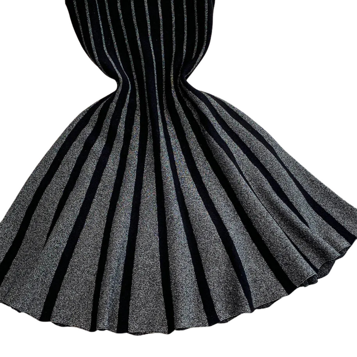 Solène | Robe évasée à rayures texturées