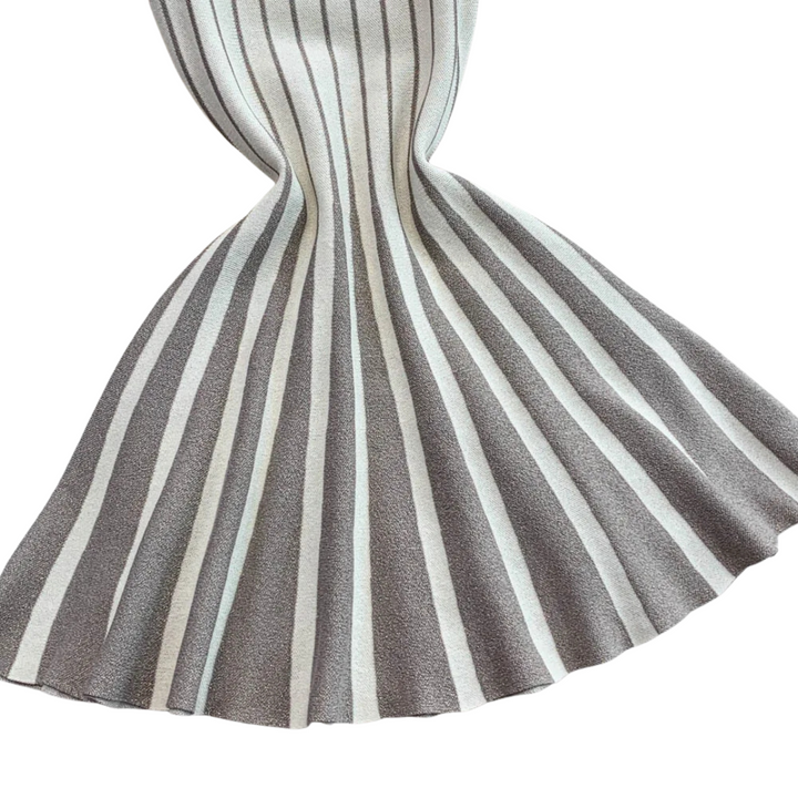 Solène | Robe évasée à rayures texturées