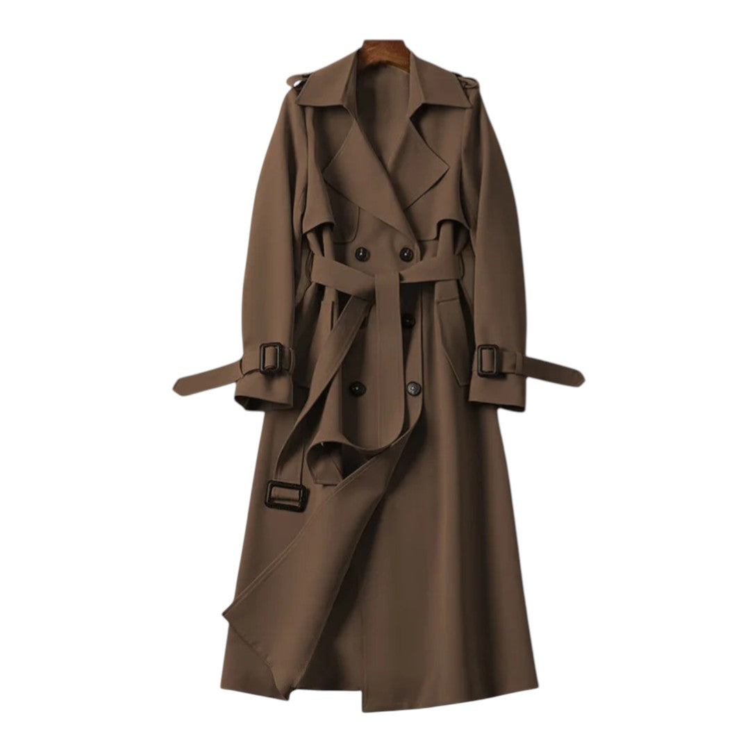 Éloïse | Trench Long à Ceinture Élégante