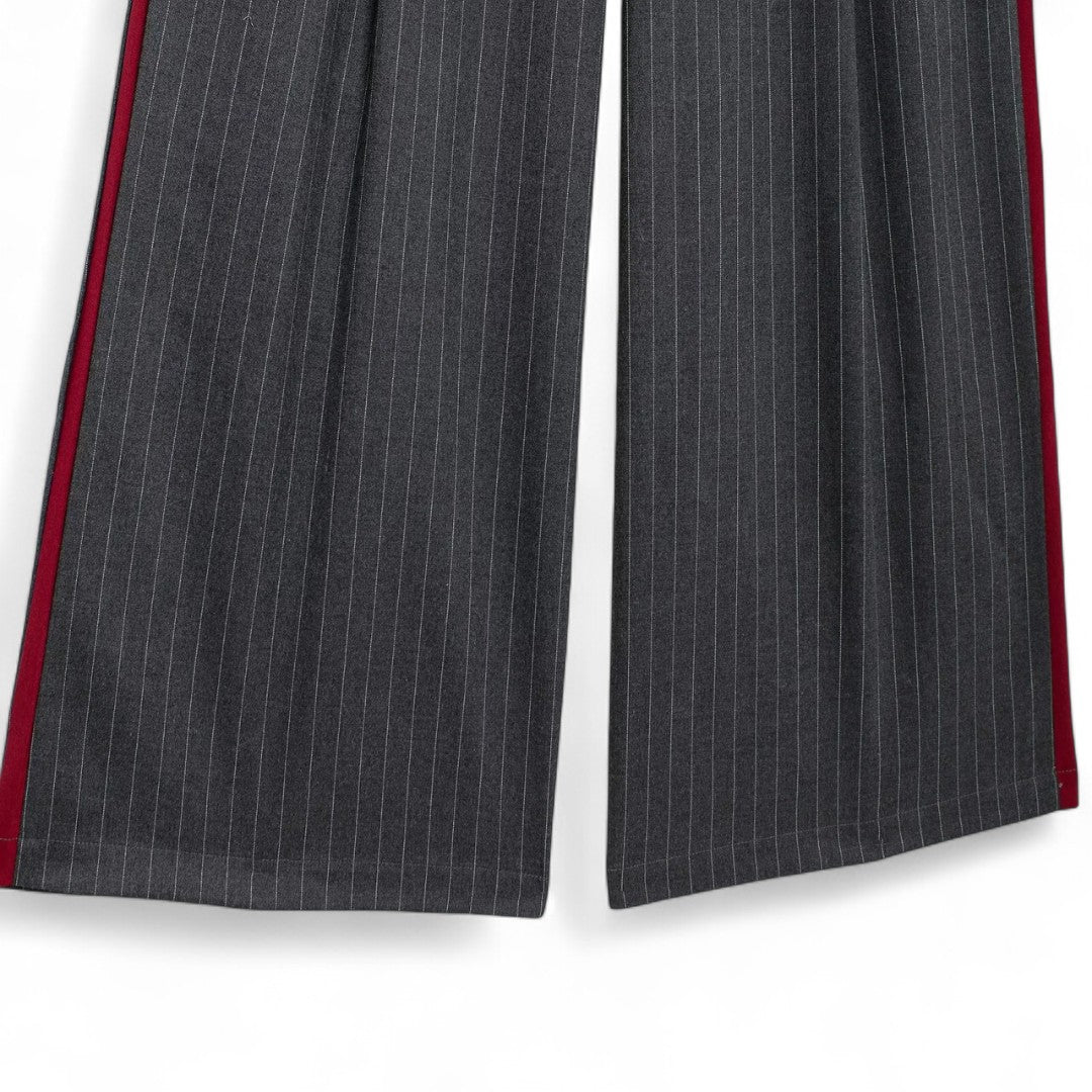 Camille | Pantalon à rayures coupe ample avec taille contrastée