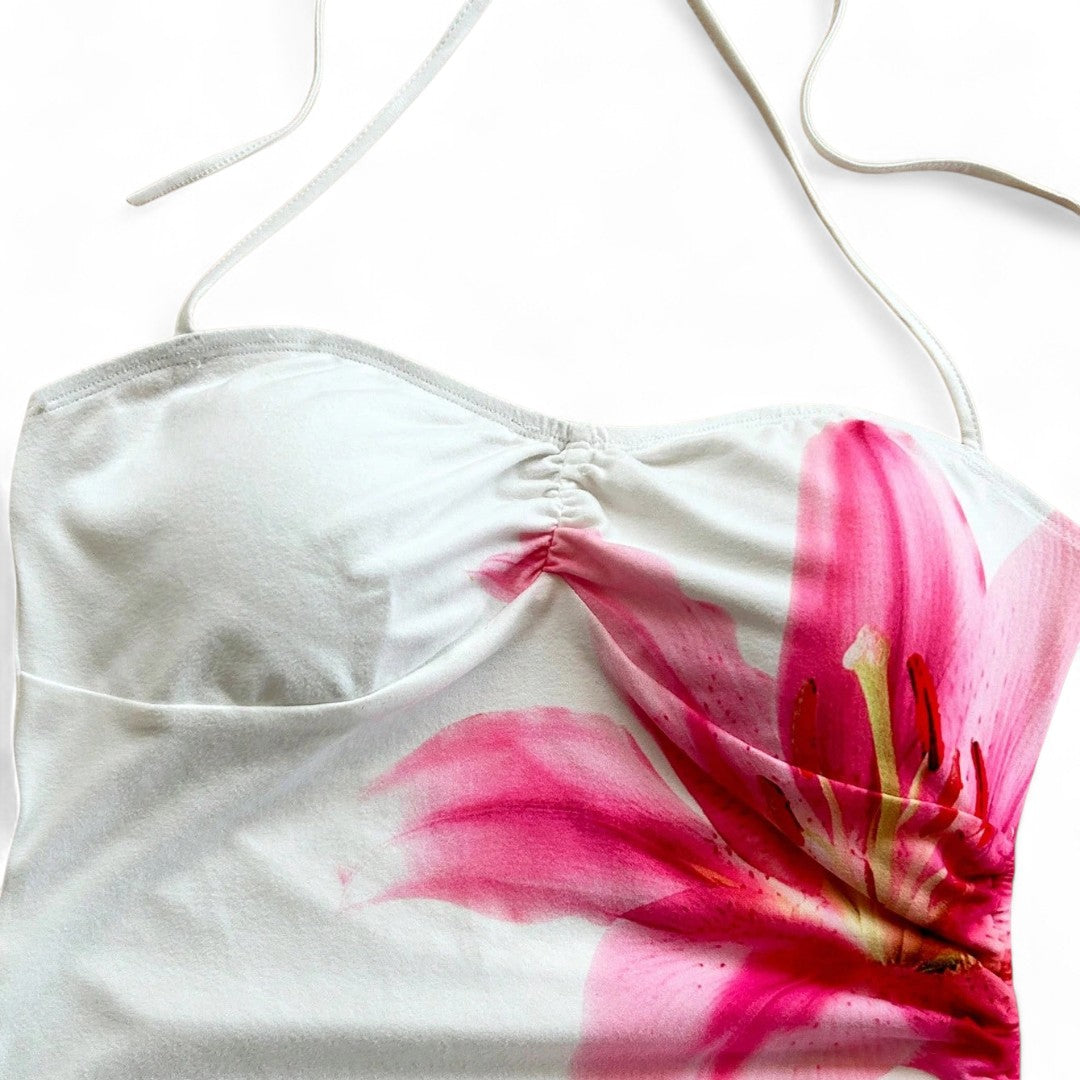 Amandine | Robe dos nu à fleurs asymétrique