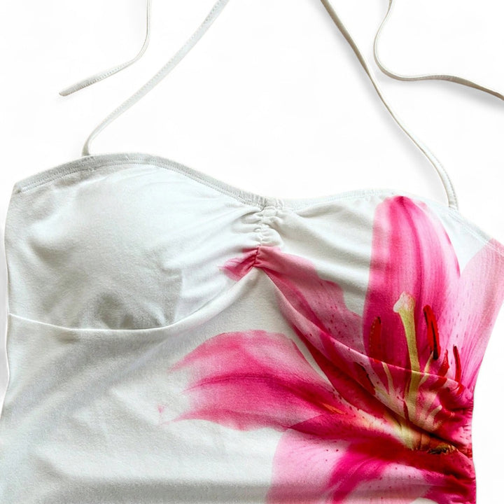 Amandine | Robe dos nu à fleurs asymétrique
