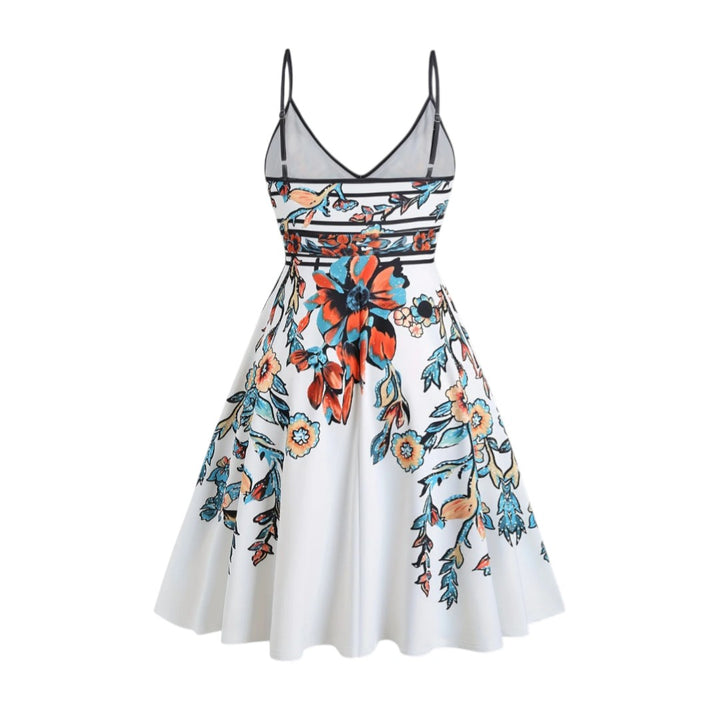 Maëlle | Robe fleurie à bretelles fines et taille empire