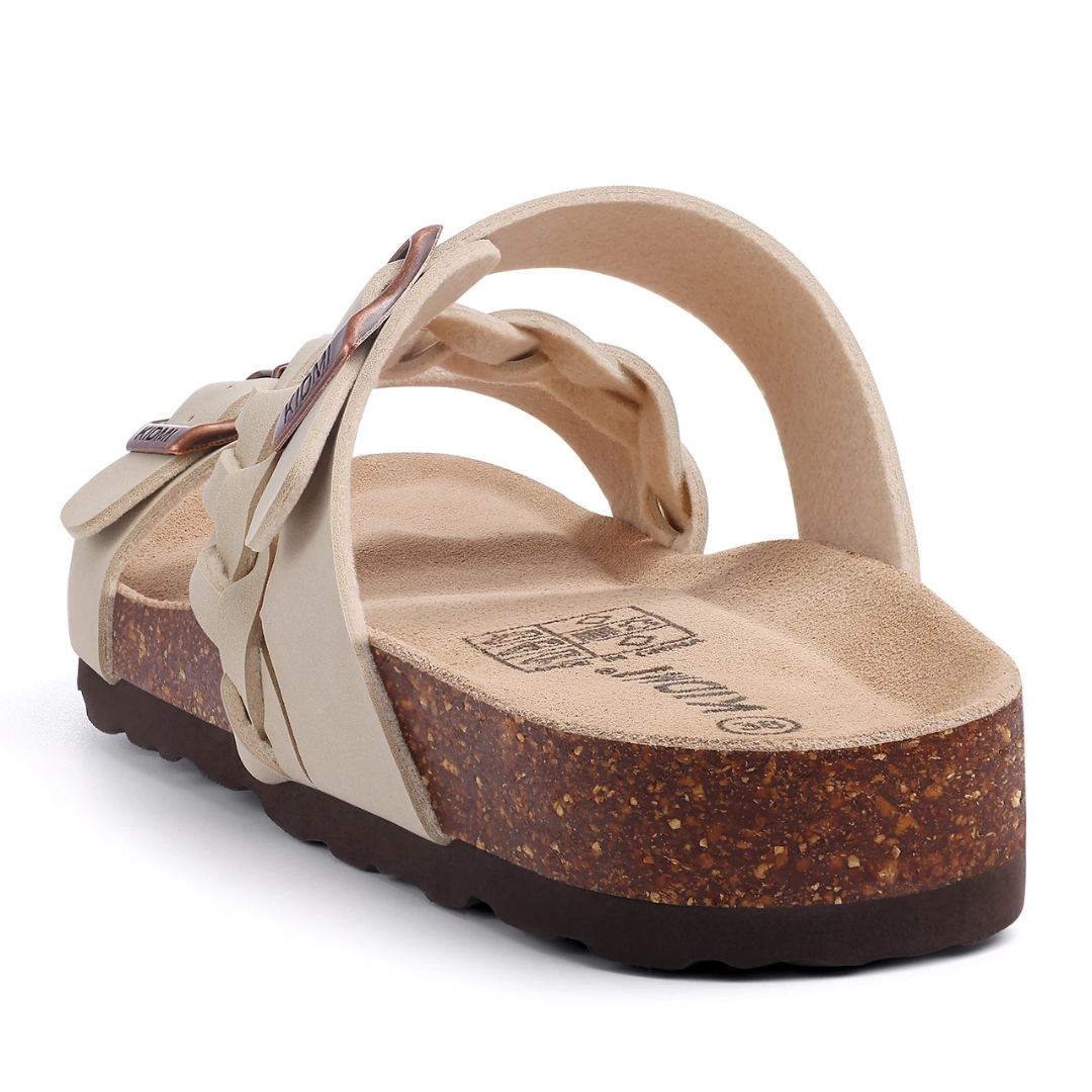 Nina | Sandales plates croisées confort à boucle tressée