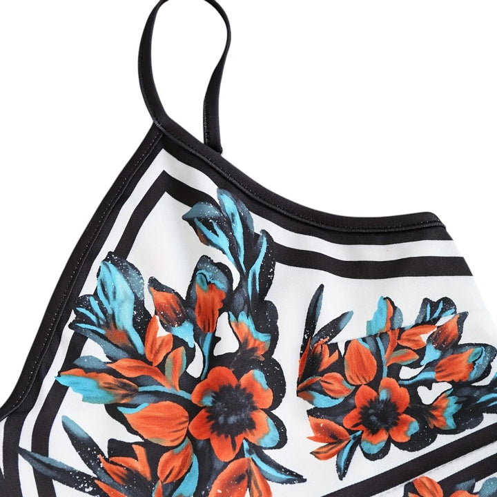 Maëlle | Robe fleurie à bretelles fines et taille empire