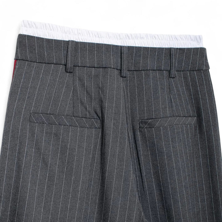Camille | Pantalon à rayures coupe ample avec taille contrastée