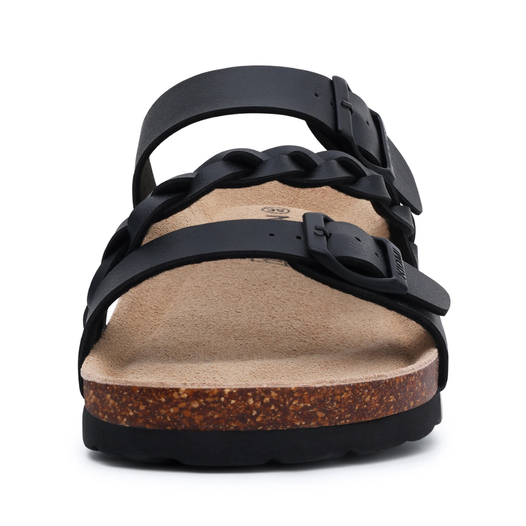 Nina | Sandales plates croisées confort à boucle tressée