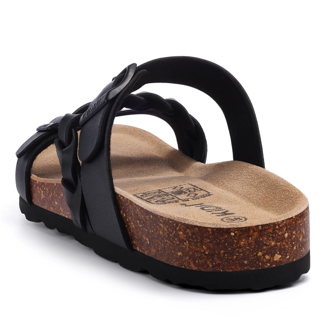 Nina | Sandales plates croisées confort à boucle tressée