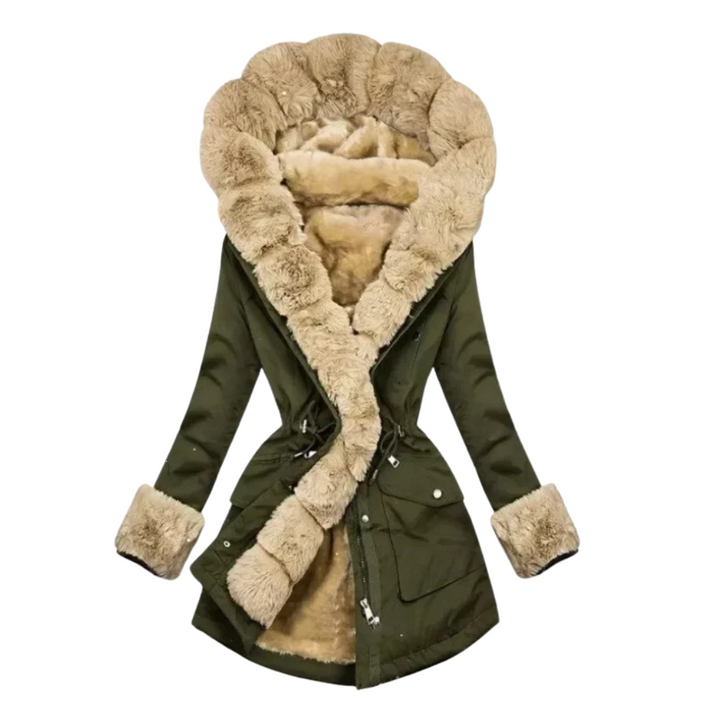 Maëlys | Parka Cintrée Doublée en Fausse Fourrure