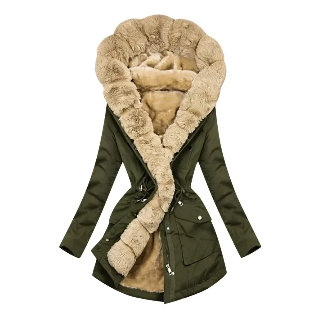 Maëlys | Parka Cintrée Doublée en Fausse Fourrure