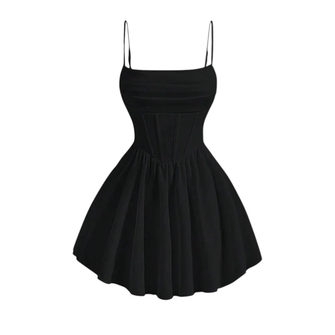 Léonie | Robe corsetée évasée à fines bretelles