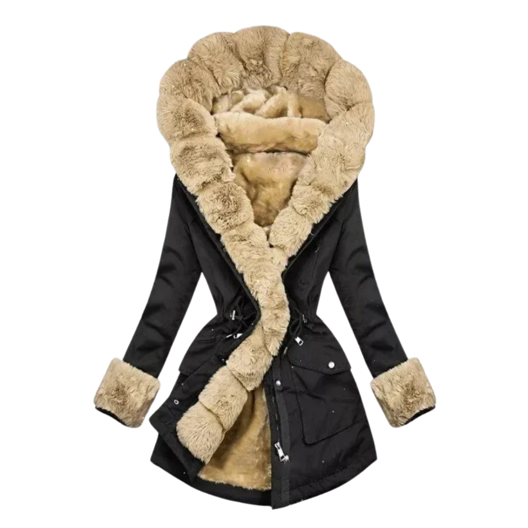 Maëlys | Parka Cintrée Doublée en Fausse Fourrure