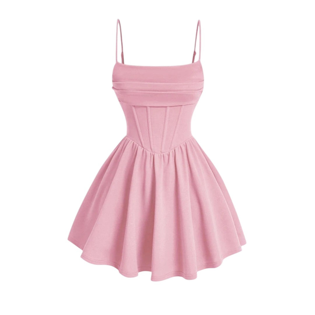 Léonie | Robe corsetée évasée à fines bretelles