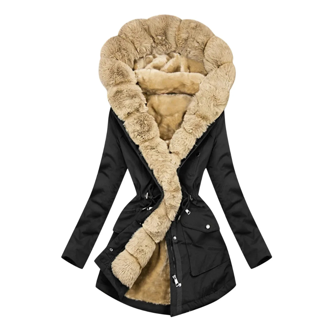Maëlys | Parka Cintrée Doublée en Fausse Fourrure