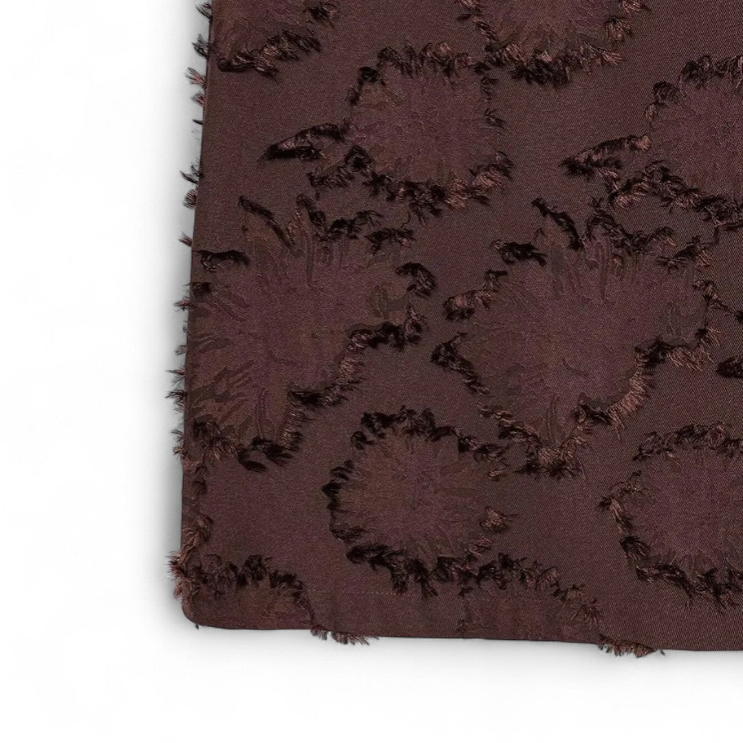 Roxane | Robe trapèze chocolat à fleurs en relief