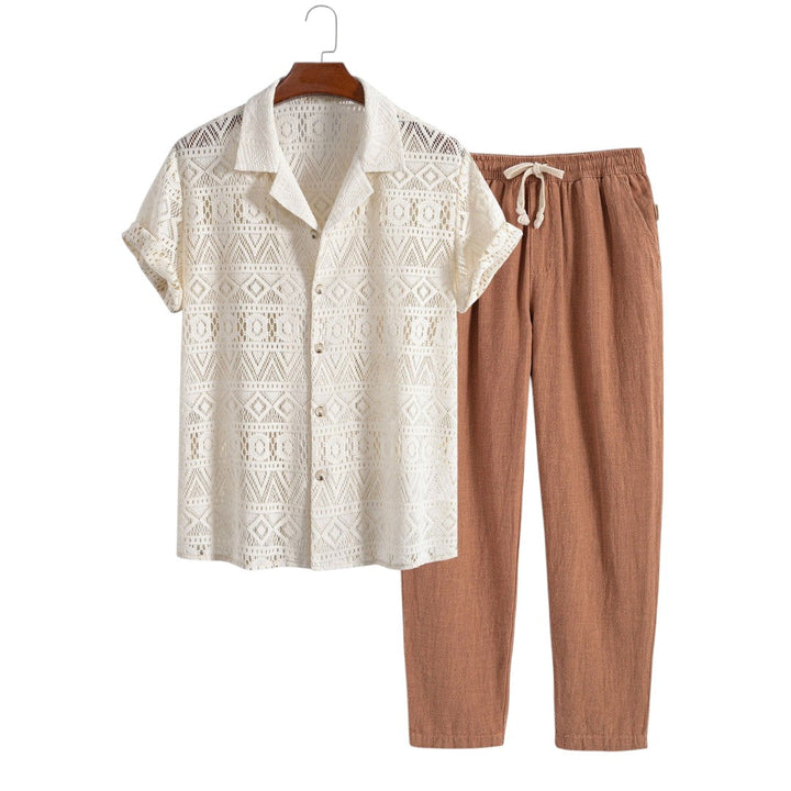 Eli | Chemise en crochet et pantalon à cordon décontracté