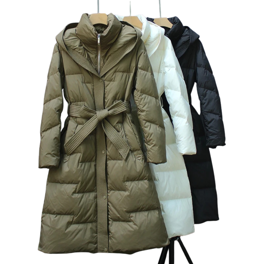 Camille | Parka Longue Matelassée avec Ceinture Ajustable