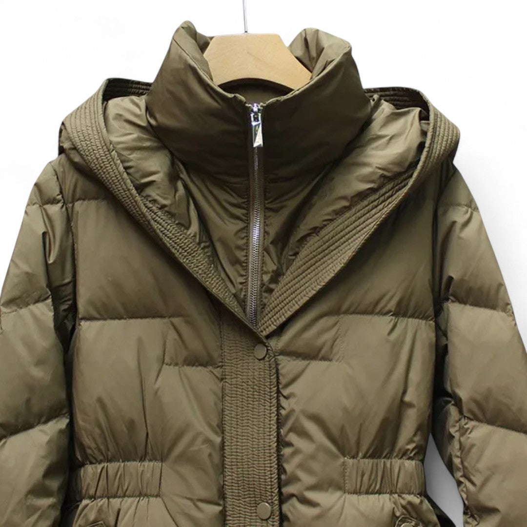 Camille | Parka Longue Matelassée avec Ceinture Ajustable