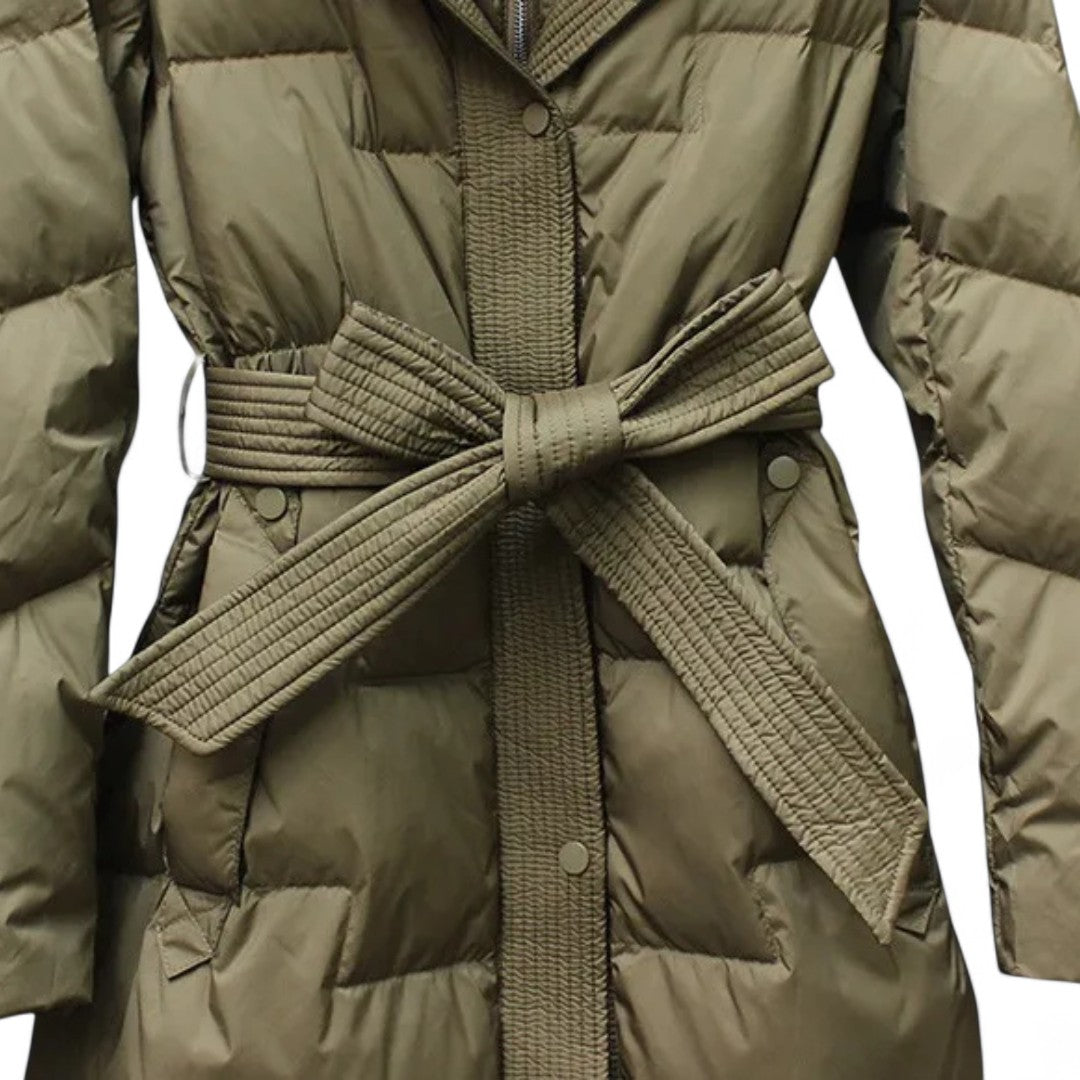 Camille | Parka Longue Matelassée avec Ceinture Ajustable