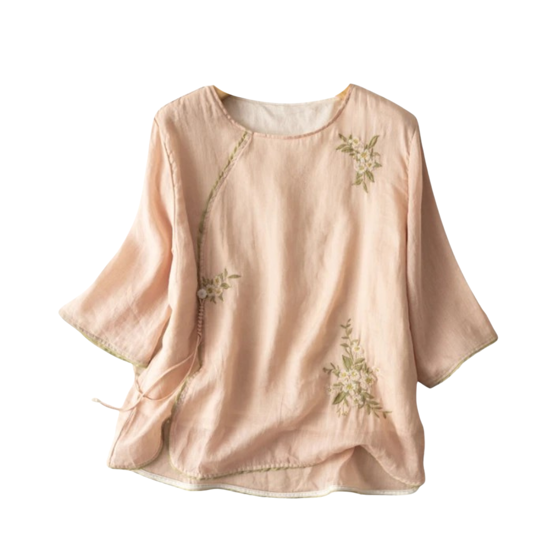 Eliza | Blouse en Lin Brodé Légère