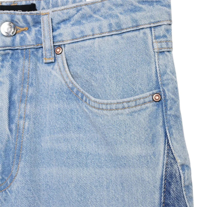 Jeans en denim à jambes larges deux tons Amber