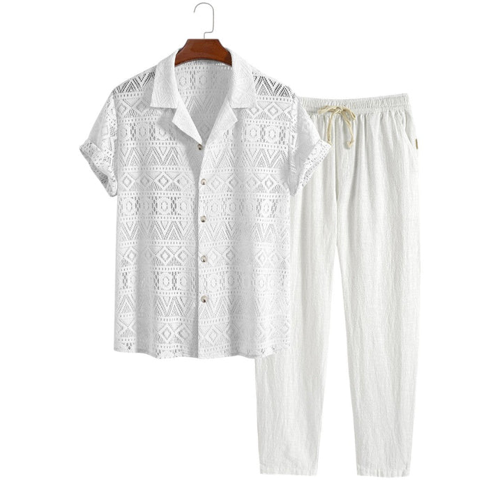 Eli | Chemise en crochet et pantalon à cordon décontracté