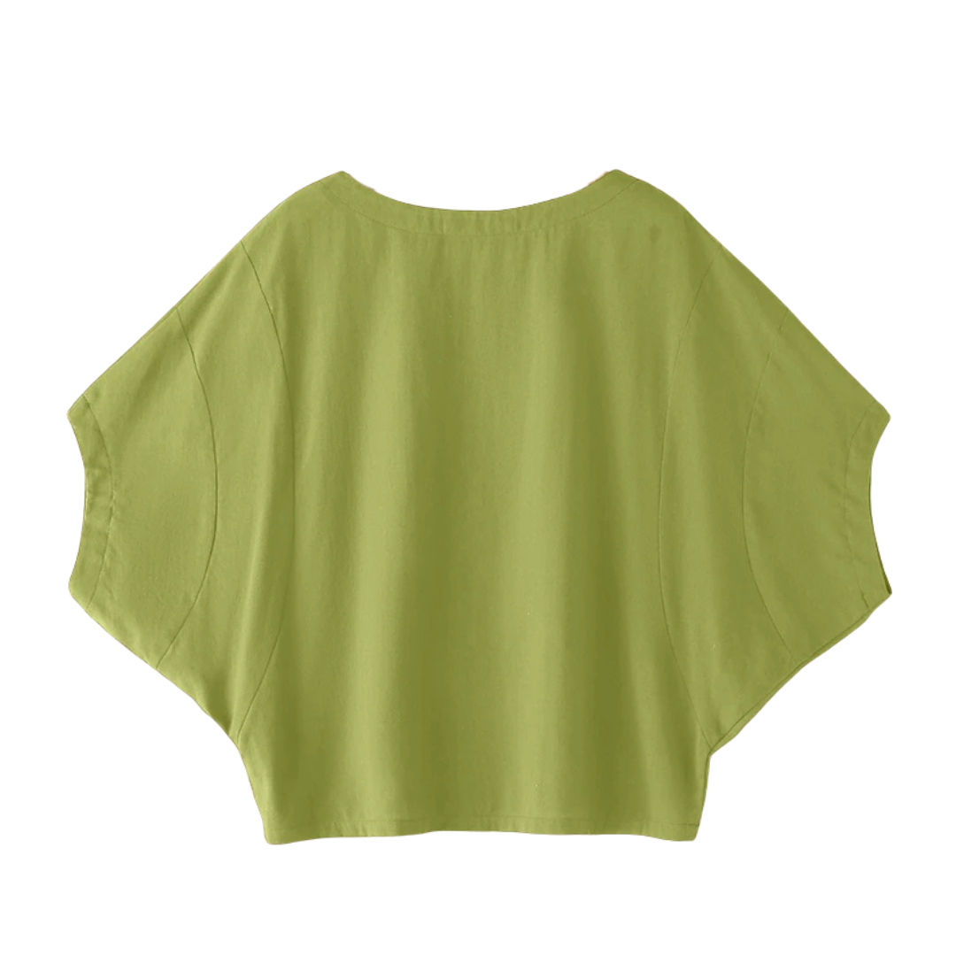 Freya | Blouse en lin à manches chauve-souris décontractée