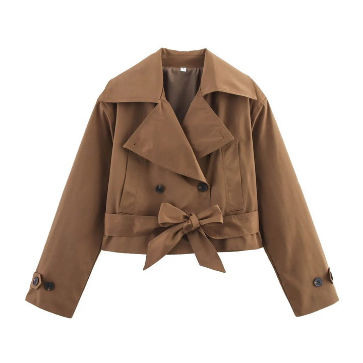 Amélie | Veste Croppée à Boutons et Ceinture Noeud