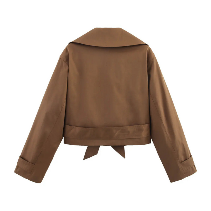 Amélie | Veste Croppée à Boutons et Ceinture Noeud