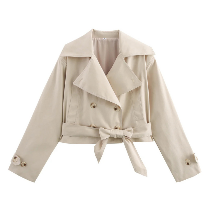 Amélie | Veste Croppée à Boutons et Ceinture Noeud