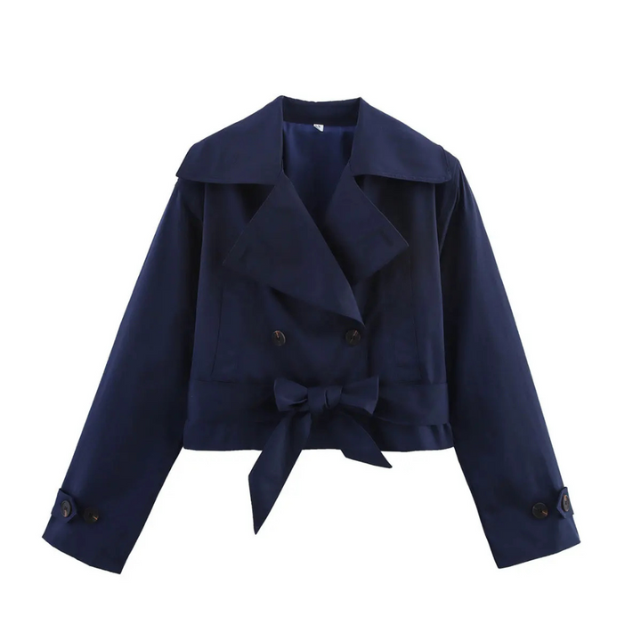 Amélie | Veste Croppée à Boutons et Ceinture Noeud