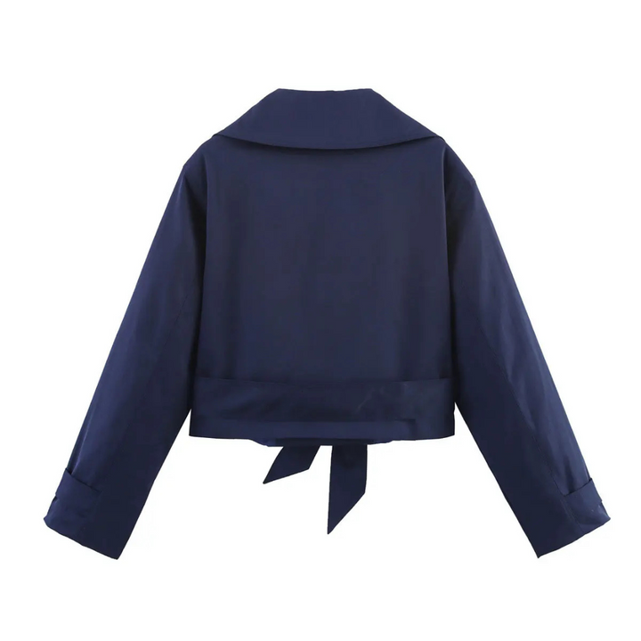 Amélie | Veste Croppée à Boutons et Ceinture Noeud
