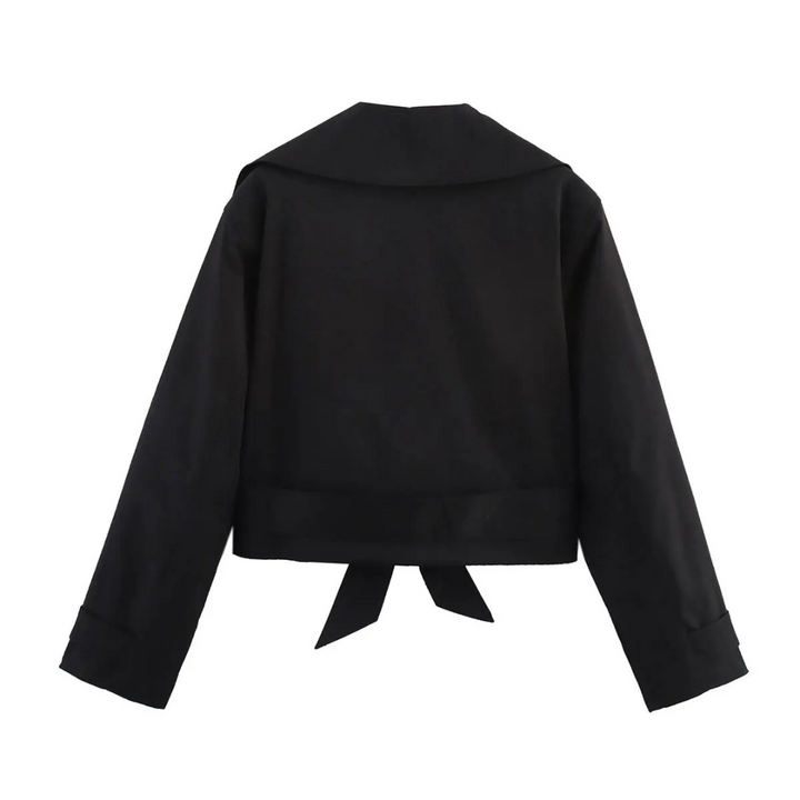 Amélie | Veste Croppée à Boutons et Ceinture Noeud