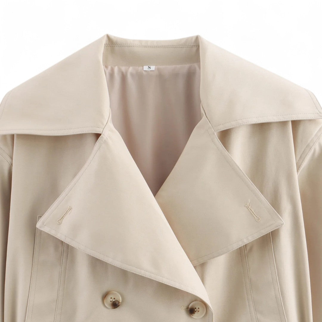 Amélie | Veste Croppée à Boutons et Ceinture Noeud