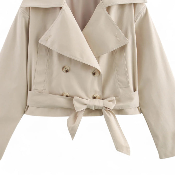 Amélie | Veste Croppée à Boutons et Ceinture Noeud