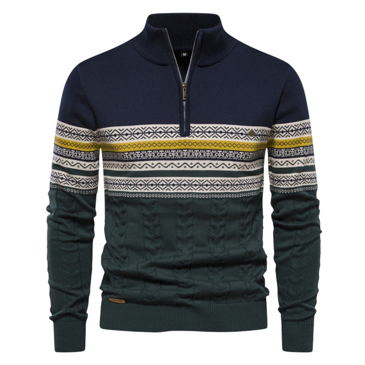 Lachlan | Pull en maille scandinave avec demi-zip et col montant