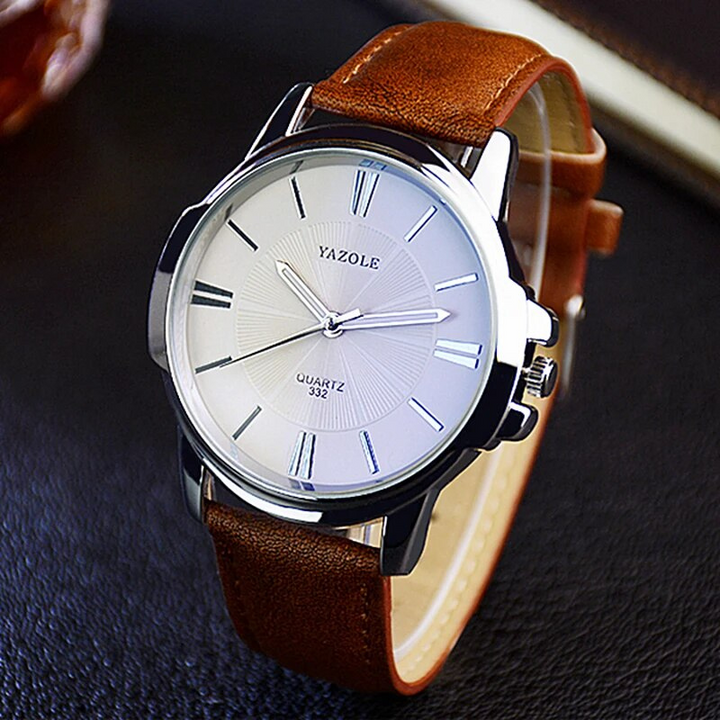 Van Baerle® - Montre en cuir et verre bleu luxueux