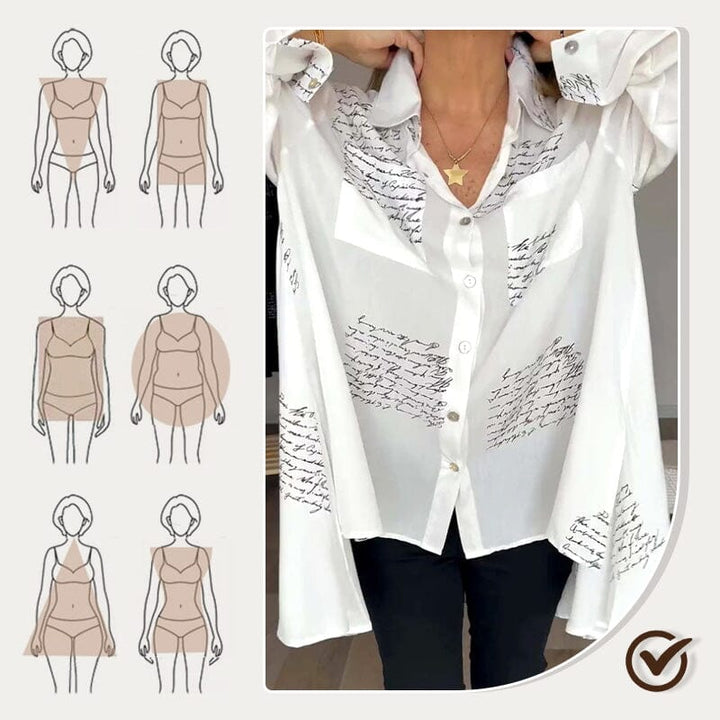 Odette™ - Script Drop-Hem Blouse